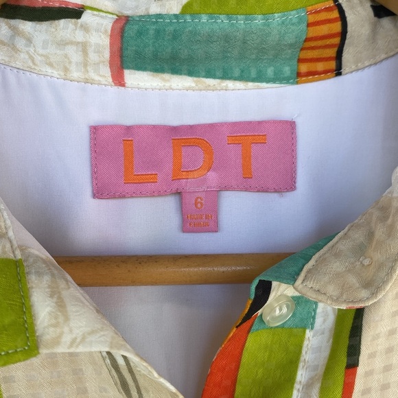 LDT Darcy Patch Print Point Collar Cap Sleeve Maxi Shirt Dress - Picture 6 of 12